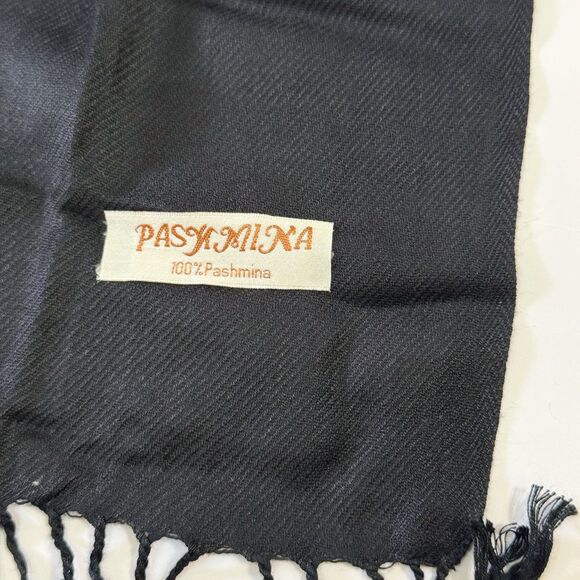 100% Cashmere Pashmina Shawl Black Luxury Scarf Wool Blend NWT Soft - Picture 4 of 5